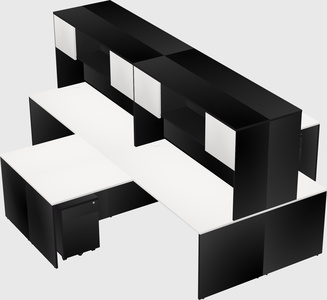 Quad l-shaped office desks