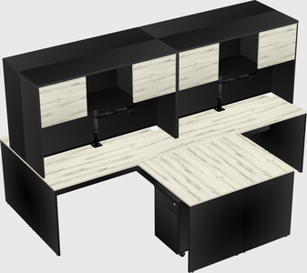 Quad l-shaped office desks