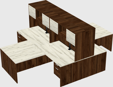 Quad l-shaped office desks