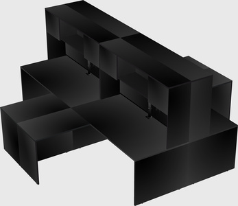 Quad l-shaped office desks