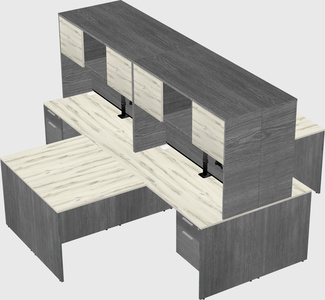 Quad l-shaped office desks