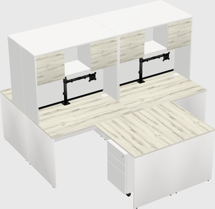 Quad l-shaped office desks