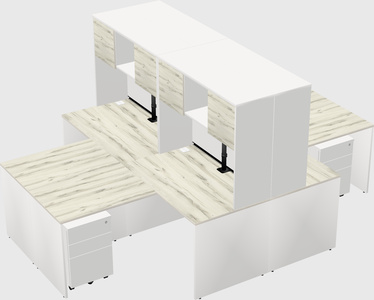Quad l-shaped office desks