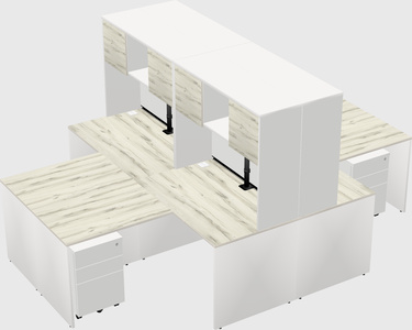 Quad l-shaped office desks