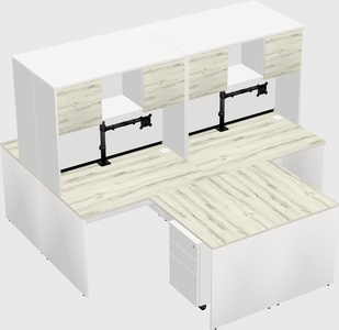 Quad l-shaped office desks