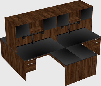 Quad l-shaped office desks