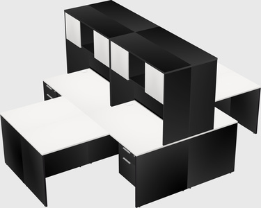 Quad l-shaped office desks
