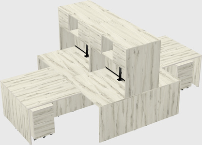 Quad l-shaped office desks