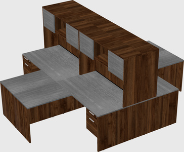 Quad l-shaped office desks