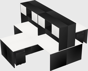 Quad l-shaped office desks