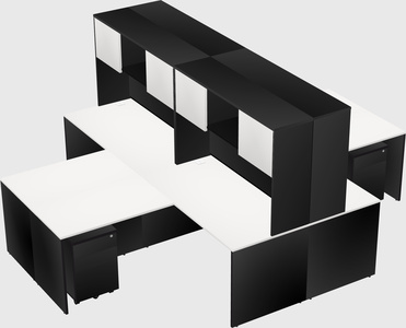 Quad l-shaped office desks