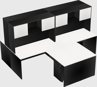 Quad l-shaped office desks