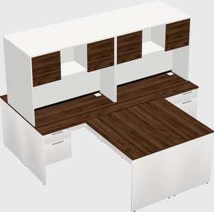 Quad l-shaped office desks