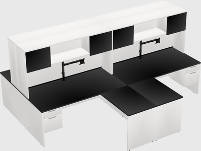 Quad l-shaped office desks