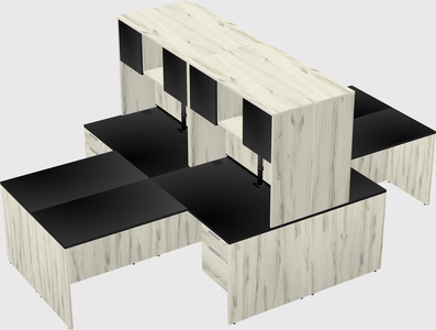 Quad l-shaped office desks
