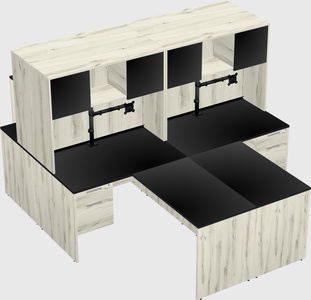 Quad l-shaped office desks