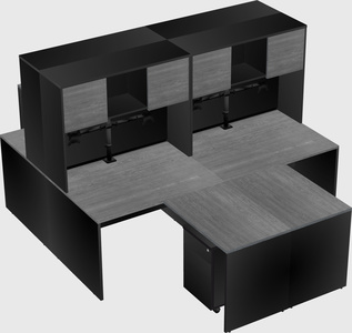 Quad l-shaped office desks