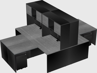 Quad l-shaped office desks