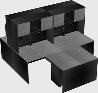 Quad l-shaped office desks