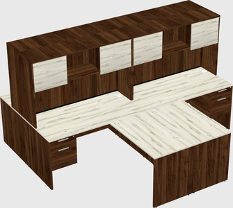Quad l-shaped office desks