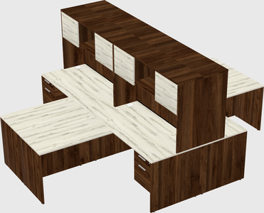 Quad l-shaped office desks