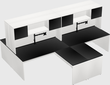 Quad l-shaped office desks
