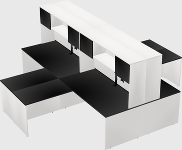Quad l-shaped office desks