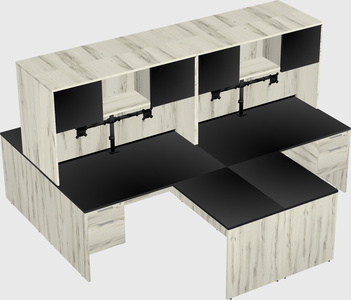 Quad l-shaped office desks