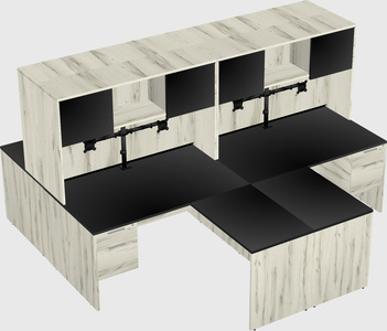 Quad l-shaped office desks