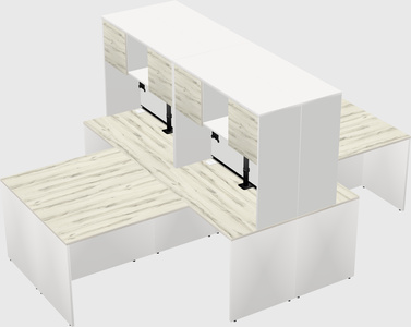 Quad l-shaped office desks