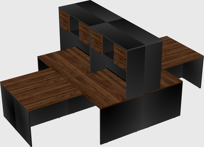 Quad l-shaped office desks