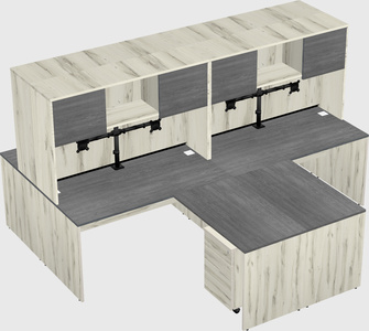 Quad l-shaped office desks