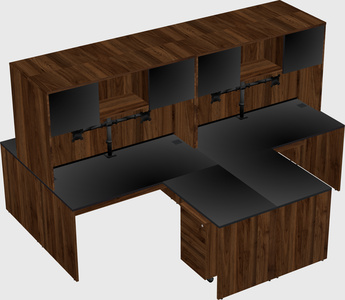 Quad l-shaped office desks