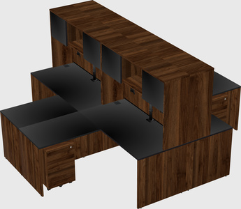 Quad l-shaped office desks