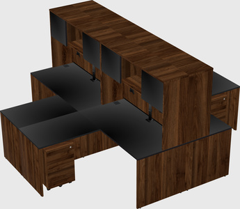 Quad l-shaped office desks