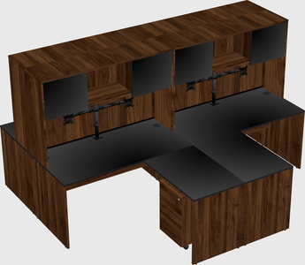 Quad l-shaped office desks