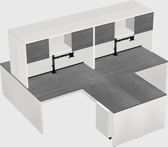 Quad l-shaped office desks