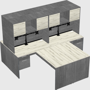 Quad l-shaped office desks