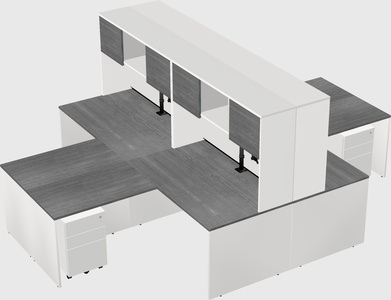 Quad l-shaped office desks