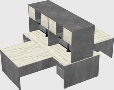 Quad l-shaped office desks
