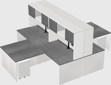 Quad l-shaped office desks