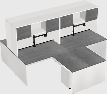 Quad l-shaped office desks