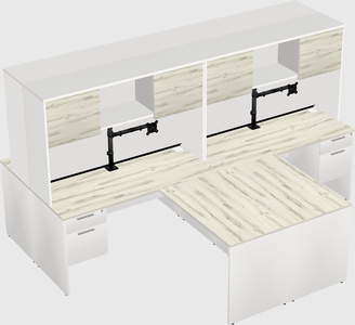 Quad l-shaped office desks