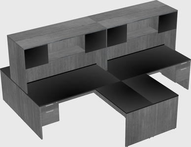 Quad l-shaped office desks