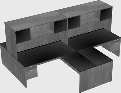 Quad l-shaped office desks