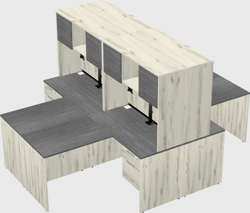 Quad l-shaped office desks