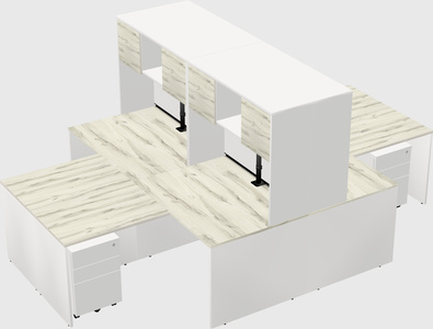 Quad l-shaped office desks