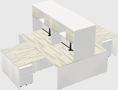 Quad l-shaped office desks