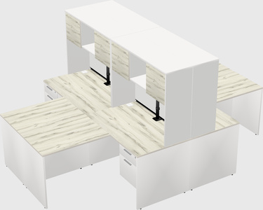 Quad l-shaped office desks