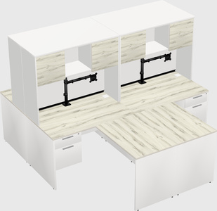 Quad l-shaped office desks